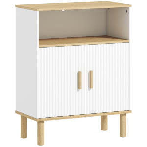 Altro Mobile Bagno Autoportante Con Ripiano Regolabile, Bianco E Legno Naturale