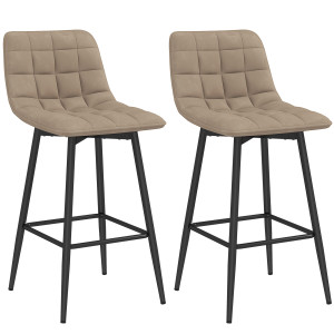 Altro Set 2 Sgabelli Da Cucina Stile Nordico In Tessuto Effetto Velluto E Metallo, 45x47x84 Cm, Marrone