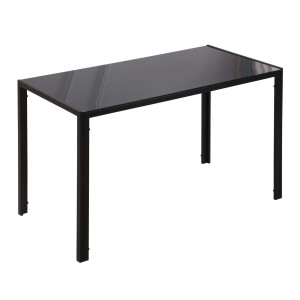 Altro Tavolo Da Cucina Per 4 Persone In Metallo E Vetro Temperato, 120x60x75 Cm, Nero