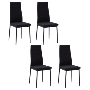 Altro Set Di 4 Sedie Sala Da Pranzo In Tessuto Effetto Lino, Sedie Da Cucina Moderne Con Schienale Alto Trapuntato, Gambe In Acciaio, Sedia Imbottita