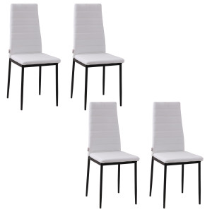 Altro Set Di 4 Sedie Sala Da Pranzo In Tessuto Effetto Lino, Sedie Da Cucina Moderne Con Schienale Alto Trapuntato, Gambe In Acciaio, Sedia Imbottita