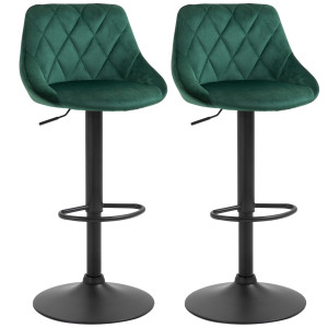 Altro Set 2 Sgabelli Da Bar, Altezza Regolabile Con Base In Metallo E Seduta In Velluto, Sgabelli Moderni Con Schienale E Poggiapiedi, 46x48x83-104