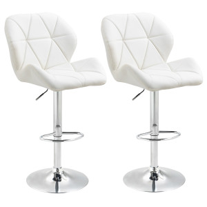 Altro Set 2 Sgabelli Da Bar Con Altezza Regolabile, Base In Metallo E Seduta In Pelle Pu, Sgabelli Cucina Con Schienale E Poggiapiedi,