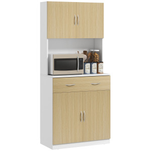 Altro Credenza Cucina Con Armadietti A 2 Ante E Cassetto, 80x40x180cm, Colore Legno