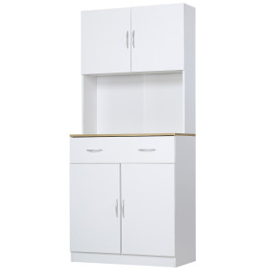 Altro Credenza Cucina Con Armadietti A 2 Ante E Cassetto In Legno, 80x40x180cm, Bianco
