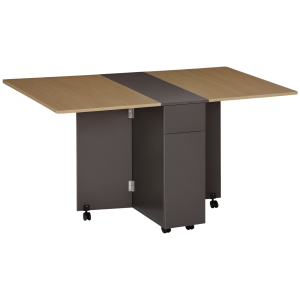 Altro Tavolo Pieghevole Da Pranzo In Truciolato Con 2 Cassetti, 1 Armadietto, Max. 6 Persone, 140x76x76 cm