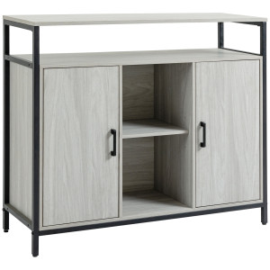 Altro Credenza Moderna In Legno Con 2 Armadietti E Ripiani, Mobile Cucina E Per Ingresso Grigio Chiaro, 100x34x87.2cm