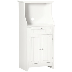 Altro Mobile Cucina Per Microonde Con Cassetto E Armadietto 2 Ante, 60x40x122.5 Cm, Bianco