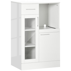 Altro Credenza Moderna Con Armadietti E Cassetto In Legno E Vetro, 60x40x95cm, Bianco