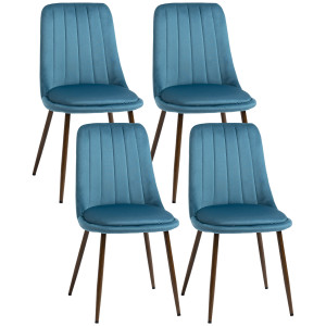 Altro Sedie Da Cucina Imbottite, Set 4 Pezzi In Poliestere E Acciaio, 47x55x86 Cm, Blu