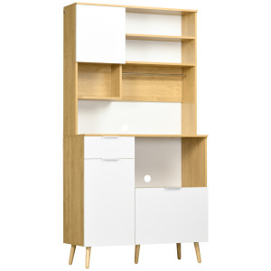 Altro Dispensa Da Cucina In Truciolato Con Armadietti, Cassetti, Ripiani Regolabili E Appendino, 93x40x180 cm