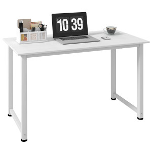 Altro Scrivania Per Computer Con Piedini Regolabili In Truciolato E Acciaio, 120x60x76 Cm, Bianco