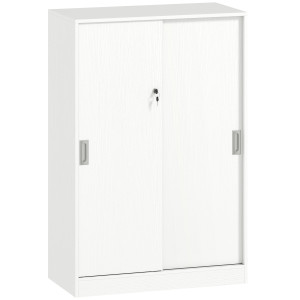 Altro Armadietto Da Ufficio A 3 Ripiani Con 2 Chiavi Di Sicurezza, In Truciolato, 80x40x120 Cm, Bianco