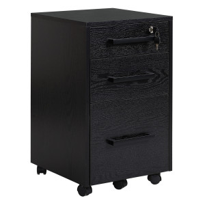 Altro Cassettiera Portadocumenti Da Ufficio Schedario Con 3 Cassetti E Serratura, In Legno, Nero, 39.2 X 40 X 65.4cm