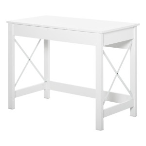 Altro Scrivania Porta Pc Dal Design Moderno E Minimal, In Legno E Acciaio, 105x50x76 Cm, Bianco