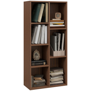 Altro Mobile Libreria A Cubi In Legno Con 7 Ripiani Di Diverse Dimensioni, 50x24x106 Cm, Color Noce