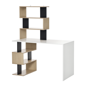 Altro Scrivania Con Libreria Per Camera, Scrivania Ufficio, Scrivania Porta Pc In Legno Multicolore, 120x60x148cm