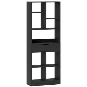 Altro Libreria Moderna In Legno Con Cassetto Centrale E Kit Antiribaltamento, 60x26x158 Cm, Nero