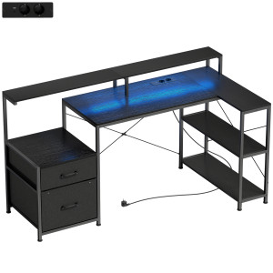 Altro Scrivania Gaming Con Spazi Portaoggetti E 2 Supporti Per Monitor, In Legno E Acciaio, 165x80x91.5 Cm, Nero