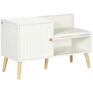 Altro Scarpiera Da Ingresso Con Seduta Imbottita E Armadietto Per 4 Paia Di Scarpe, 80x33x49cm, Bianco