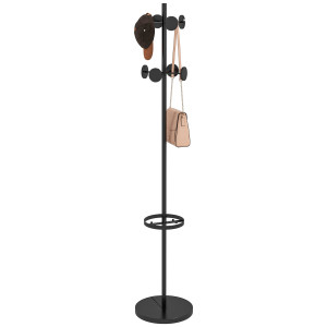 Altro Appendiabiti Da Terra Con Portaombrelli E 8 Ganci A Disco In Metallo Ø34 X 177cm, Nero