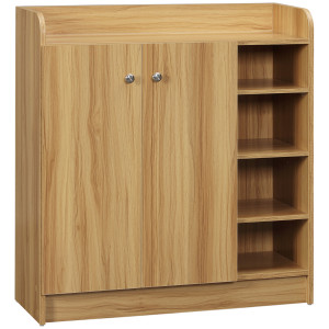 Altro Armadio Scarpiera Salvaspazio E Moderno In Legno Per 12 Paia Con 4 Ripiani Aperti, 83x30x90 Cm, Marrone Chiaro