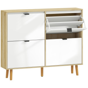 Altro Scarpiera Slim Moderna Con 4 Cassetti Ribaltabili Per 20 Paia Di Scarpe, 105x24x92.5 Cm, Bianco