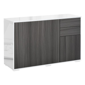Altro Mobiletto Armadietto Multiuso Per Soggiorno, Cucina, Ufficio, 2 Cassetti E 2 Armadietti Con Apertura A Pressione, Grigio