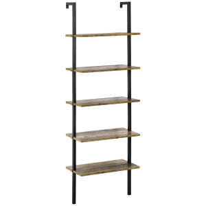 Altro Libreria A Scala Con 5 Ripiani In Stile Industriale In Legno E Metallo, 60x30x184.5cm, Marrone
