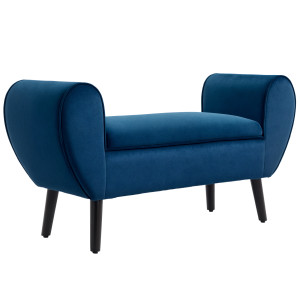 Altro Panca Contenitore Imbottita Per Interno In Tessuto Vellutato Con Braccioli, 118x42x66cm Blu