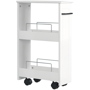 Altro Carrello Salvaspazio Multiuso In Legno Mdf E Ruote, 42.5x20.3x66.7cm, Bianco