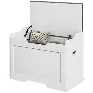 Altro Panca Contenitore Da 103l Multifunzione In Legno Con Cuscino In Tessuto, 75x40x56cm, Bianco