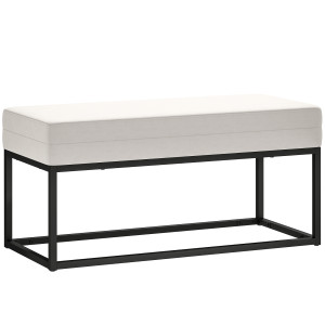 Altro Panca Da Ingresso Moderno In Acciaio, Spugna E Tessuto Vellutato Con Piedini Regolabili, 94x42x44 Cm, Crema