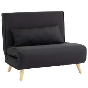 Altro Poltrona Letto 3 In 1 Con Schienale Reclinabile Su 6 Posizioni In Tessuto, 94x78x80 Cm, Nero