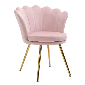 Altro Poltrona Da Salotto A Conchiglia Stile Vintage In Velluto Con Gambe Dorate Rosa