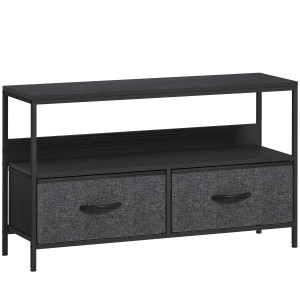 Altro Mobile Porta Tv Da 47" Con Cassetti Pieghevoli In Tessuto E Mensola In Metallo E Mdf, 98x29x56 Cm, Nero