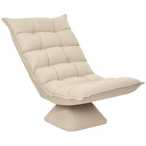 Altro Poltrona Relax Girevole 360° Con Schienale Regolabile In 5 Posizioni In Tessuto Effetto Lino, Beige