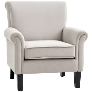 Altro Poltrona D'arredo In Stile Nordico Con Braccioli, In Legno E Poliestere, 79x78x87 Cm, Grigio E Marrone