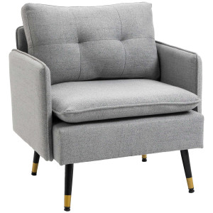 Altro Poltrona Moderna In Tessuto Con Seduta Imbottita E Gambe In Acciaio, 72x70x80 Cm, Grigio