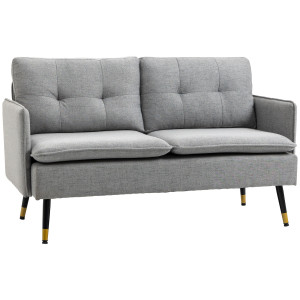 Altro Divano 2 Posti In Tessuto Con Cuscini Imbottiti E Gambe In Acciaio 139x68x80cm, Grigio