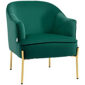 Altro Poltrona Da Camera Da Letto In Tessuto Effetto Velluto Con Gambe In Acciaio, 62x69x75 Cm, Verde