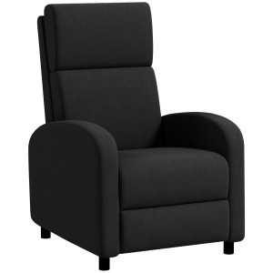 Altro Poltrona Relax Reclinabile Manuale 160° Con Poggiapiedi In Tessuto Effetto Lino, Nero