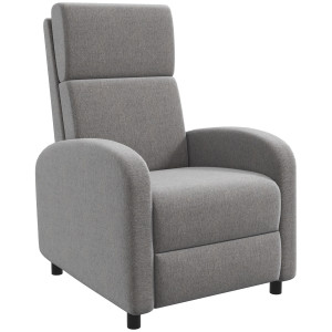 Altro Poltrona Reclinabile 160° In Tessuto Effetto Lino Con Braccioli Quadrati, 64x86x102 Cm, Grigia
