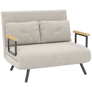 Altro Divano Letto 3 In 1 In Tessuto Effetto Velluto Con Schienale Regolabile E 2 Cuscini, 102x73x81 Cm, Beige