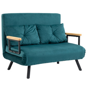 Altro Divano Letto Matrimoniale 3 In 1 Vellutato Con Schienale Regolabile In 5 Livelli E Cuscini, Blu Scuro