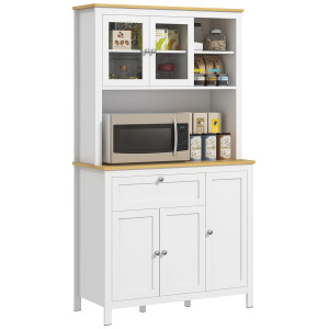 Altro Dispensa Cucina Con Cassetti, Ripiani Aperti E Scaffali Regolabili In Legno, 100x40x180 Cm, Bianco