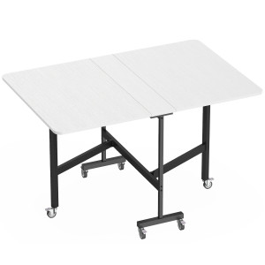 Altro Tavolo Pieghevole Per 4-6 Persone Con 2 Ribalte E Ruote Con Freno, 120x80x73 Cm, Bianco Legno