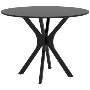 Altro Tavolo Da Pranzo Moderno Rotondo Per 4 Persone In Acciaio E Mdf, Ø100x75cm, Nero