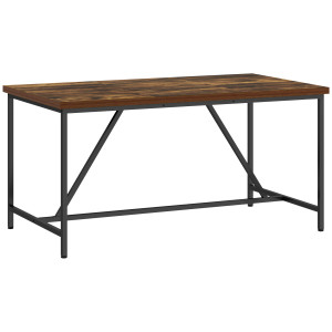 Altro Tavolo Da Pranzo Per 6 Persone Stile Industriale In Legno E Acciaio, 150x80x75 Cm, Marrone