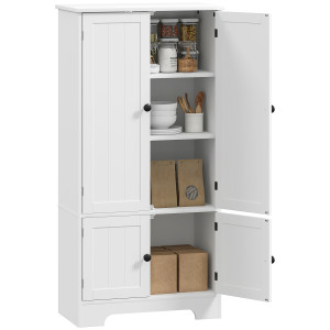 Altro Mobile Credenza Da Cucina A 4 Ante Con 2 Armadietti E Ripiano Regolabile, 58.2x30x123 Cm, Bianco